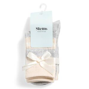STEMS Grey 2pk Cashmere Blend Varsity Crew Socks